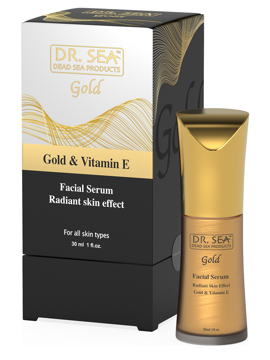 Facial serum with gold and vitamin E - radiant skin effect