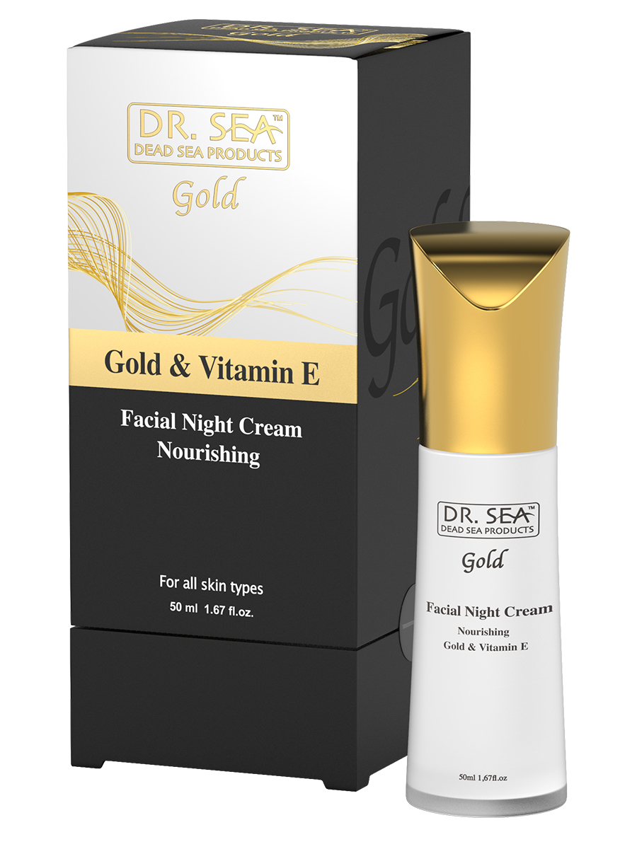 Nourishing facial night cream with gold and vitamin